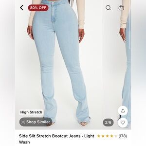 Side slit stretch bootcut jeans Sold Out!